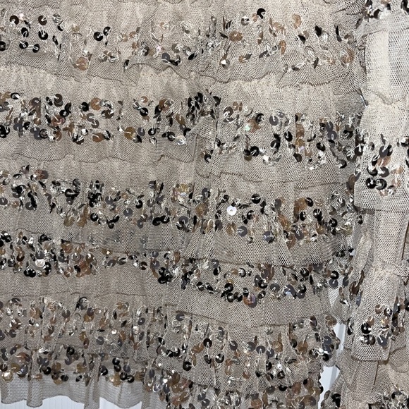 Anthropologie beige sequence and sheer shirt size small - Picture 2 of 4